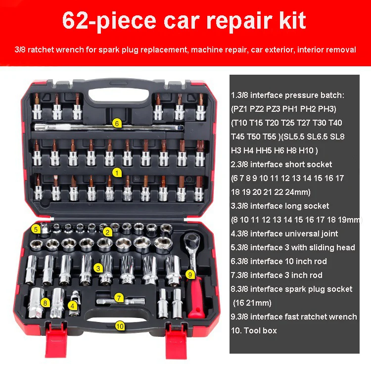 Общий бытовой набор инструментов для ремонта автомобиля велосипеда мотора дома |