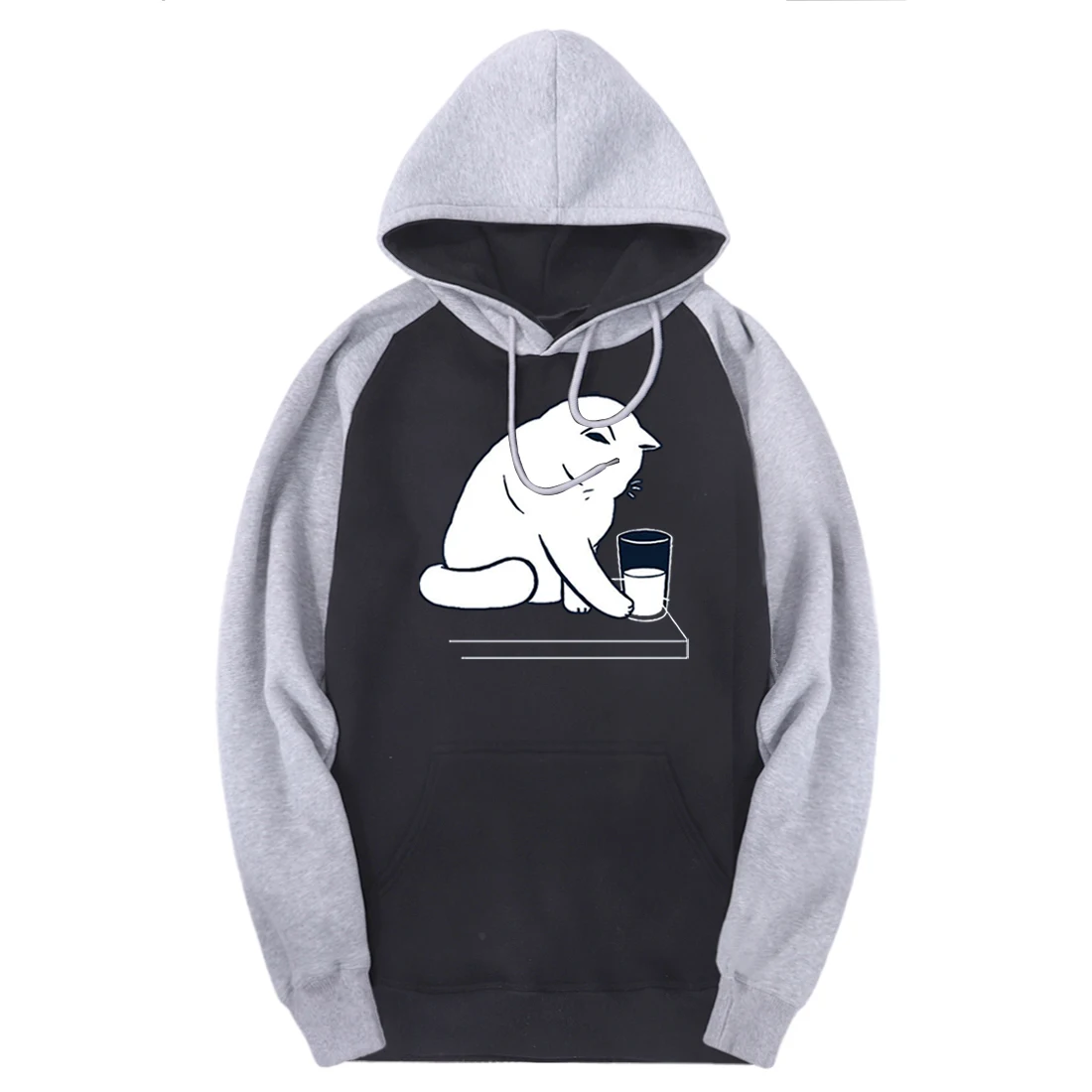 Белый кошки реглан толстовки с капюшоном Мужские 2020 модные пуловеры в стиле