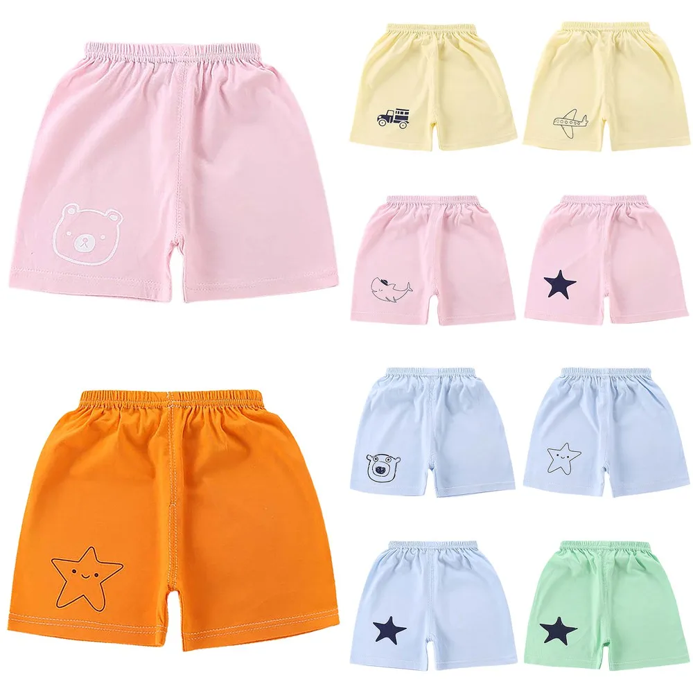 

Kids Cartoon Cotton Shorts Boys Girls Animal Print Mid Waist Comfy Summer Daily Wear