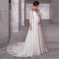 pregnant wedding dresses a line 34 sleeves chiffon appliques boho dubai arabic wedding gown bridal dress vestido de noiva