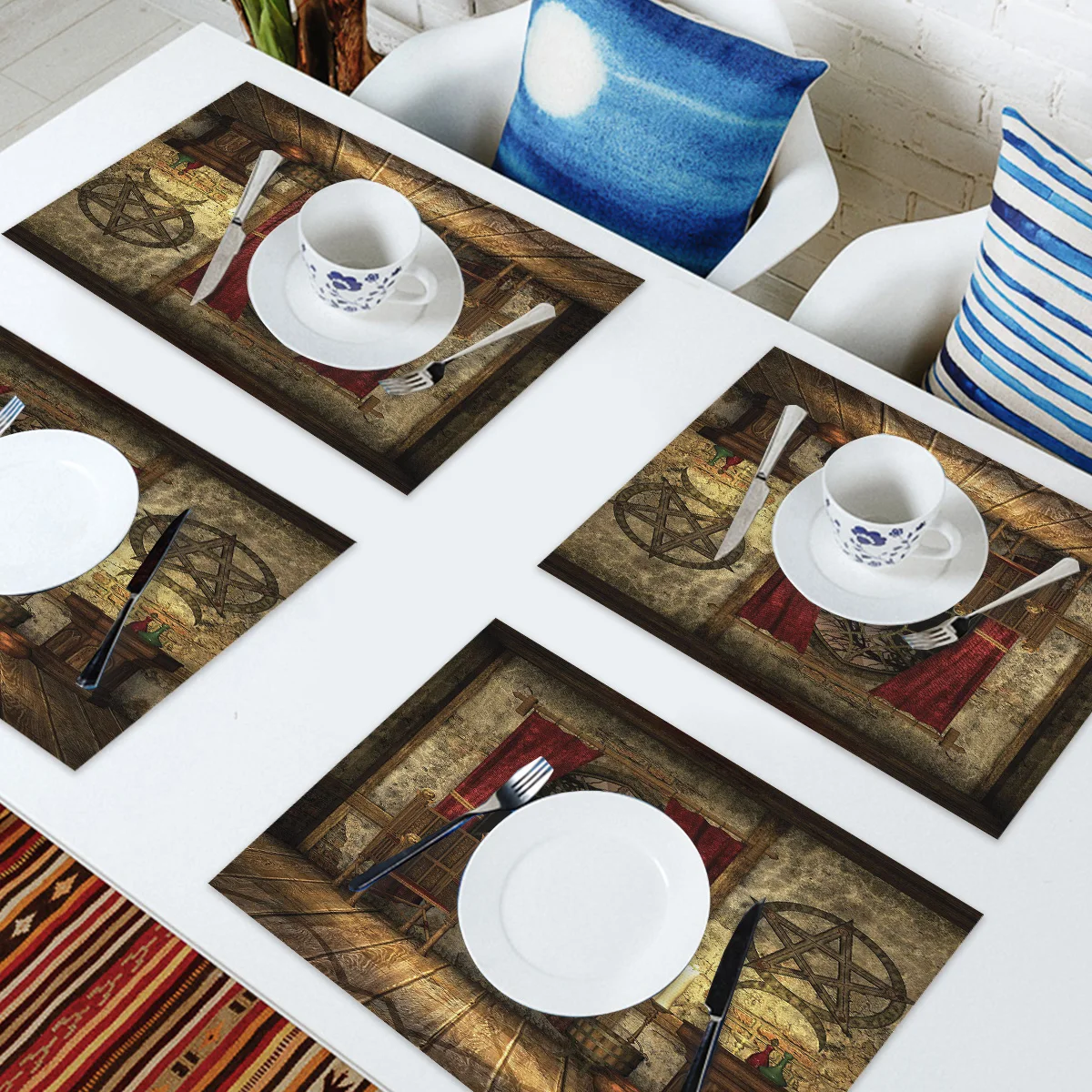 4 6 штук в партии комплект Коврики на стол Ретро Дом таинственный ведьма Магия