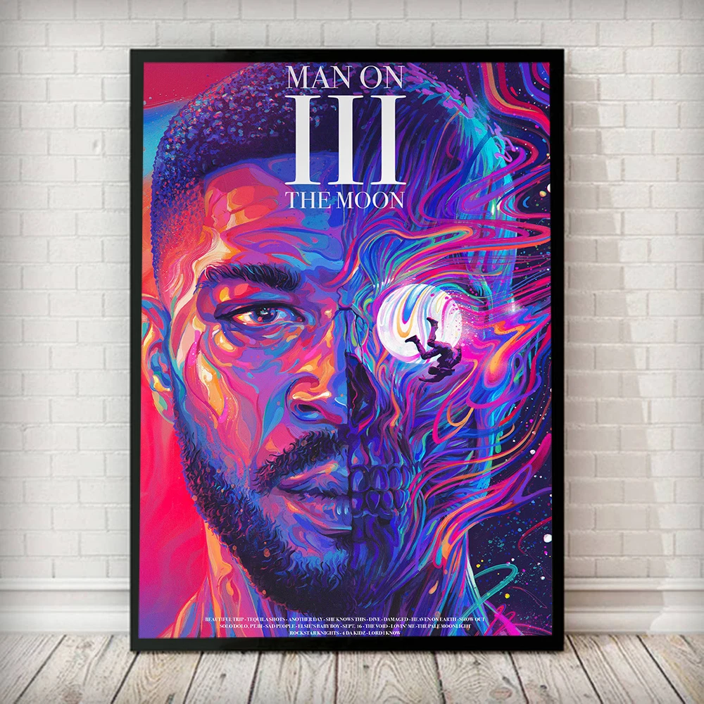 

Kid Cudi Man On The Moon 3 Album Art Poster Hip Hop Rap Canvas Painting Wall Painting Music Star Prints Living Room Home Decorat