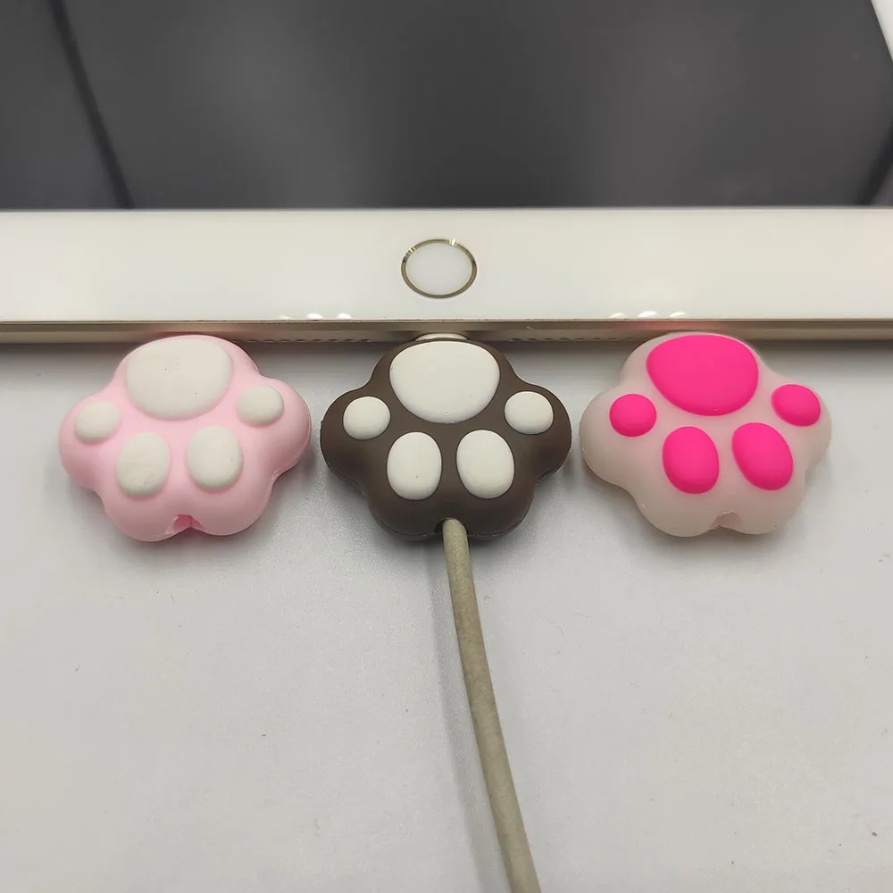 Мультяшный розовый кот лапы защита для укуса кабеля оригинального iphone usb кабель