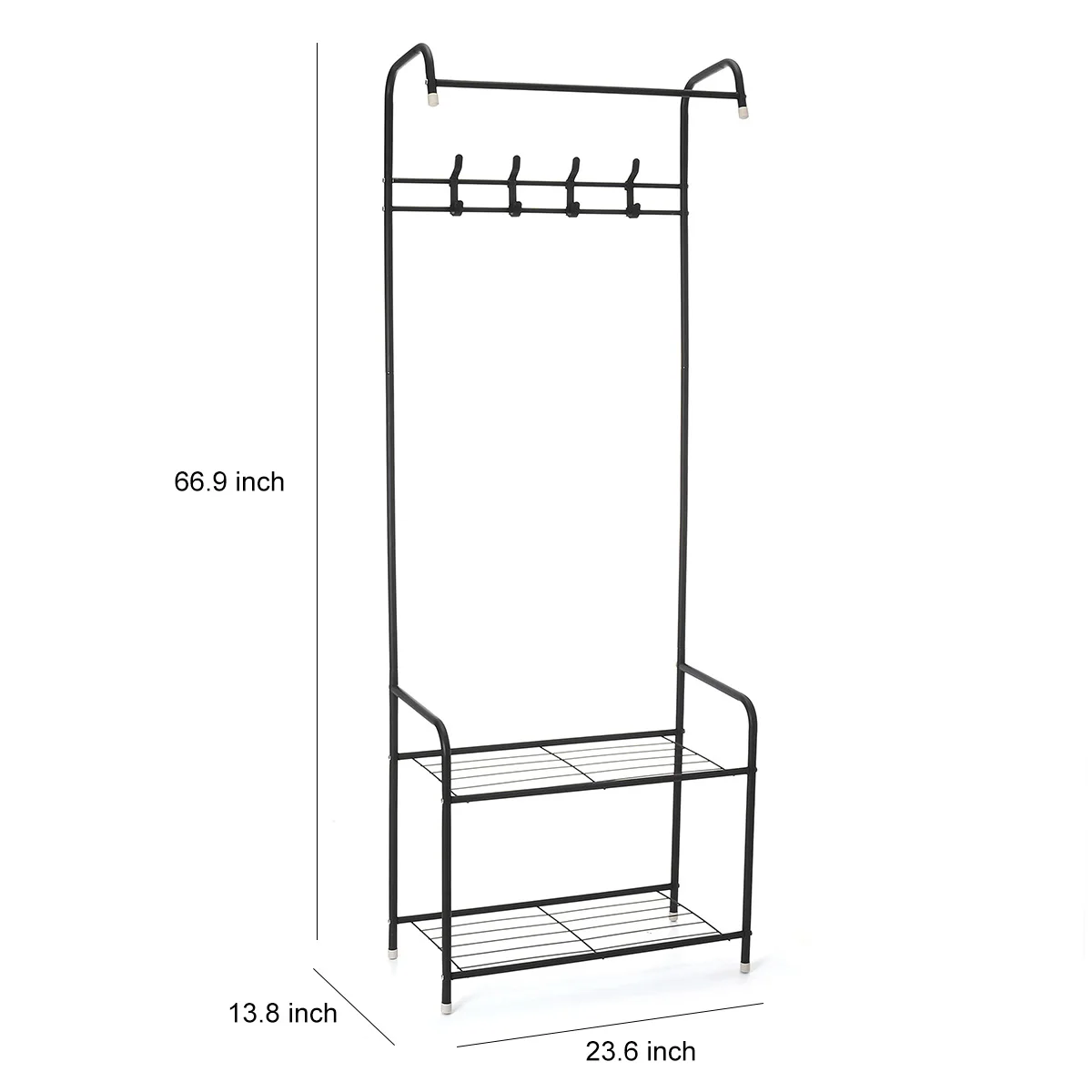 

3 in 1 Coat Rack Landing Clothing Holder Hanger Floor Standing Storage Shelf Modern Simple Style Bedroom Furniture