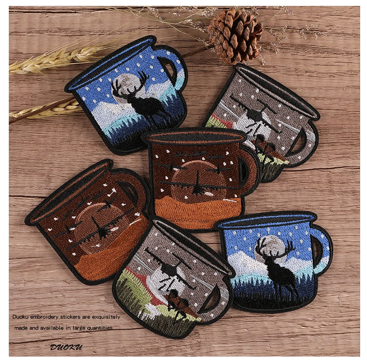 

Cup Embroidery Patch Iron on Patches for Clothes Fusible Patch Costura Accesorios Novedosos Backpack Patches Badges Set