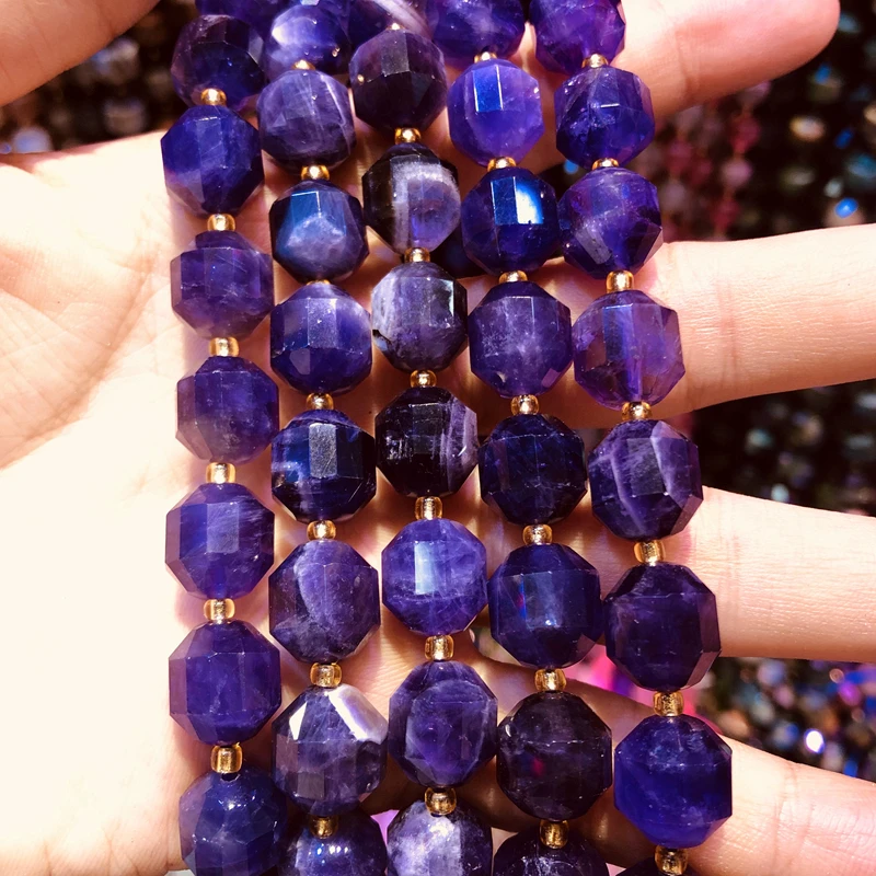 Оптовая продажа натуральный Amethys t кварцевые бусины ручной резки Кристалл bead10 мм