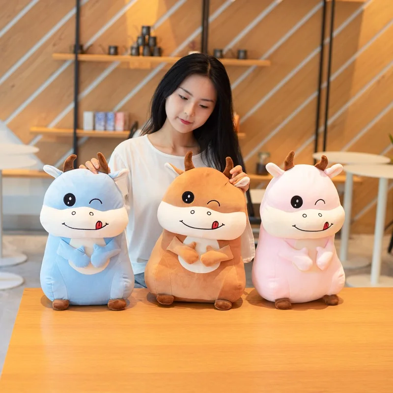 

Soft Smile Cattle Plush Stuffed Toy Cartoon Animal Milk Cow Doll Funny Toy For Baby Kids Girls Home Decor Birthday Gifts