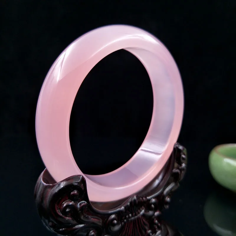

zheru jewelry natural high ice agate chalcedony pink 54mm-64mm jade bracelet elegant princess bracelet best gift