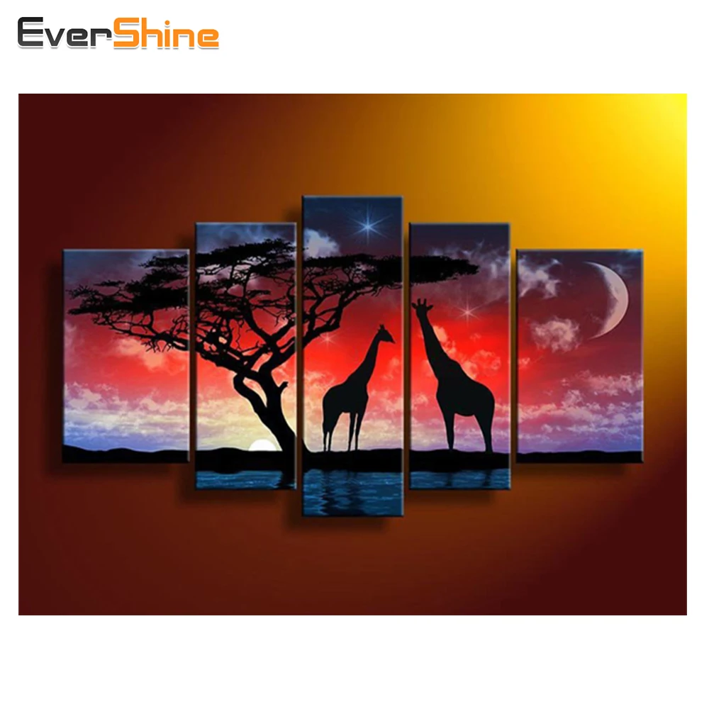 

EverShine 5D DIY алмазная живопись, Набор для вышивки кристаллами, 5 шт., мульти-картинки, искусственные украшения для дома