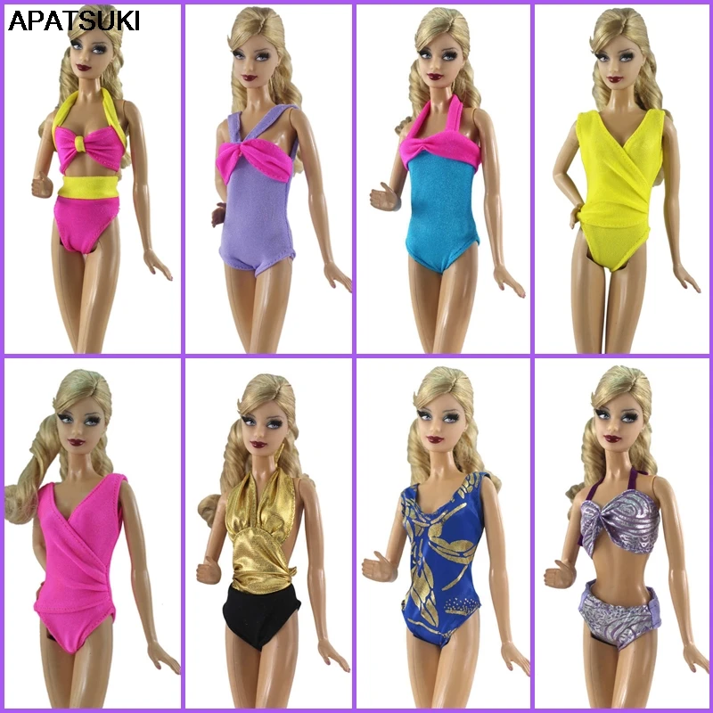 Красочное сексуальное бикини для куклы Барби одежда плавания Цельный купальник