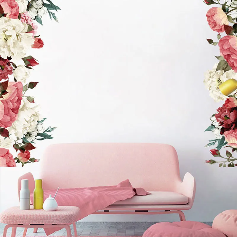 

Peony Flower Wall Stickers Door Bedroom Home Sofa Family Art Decals Decoration