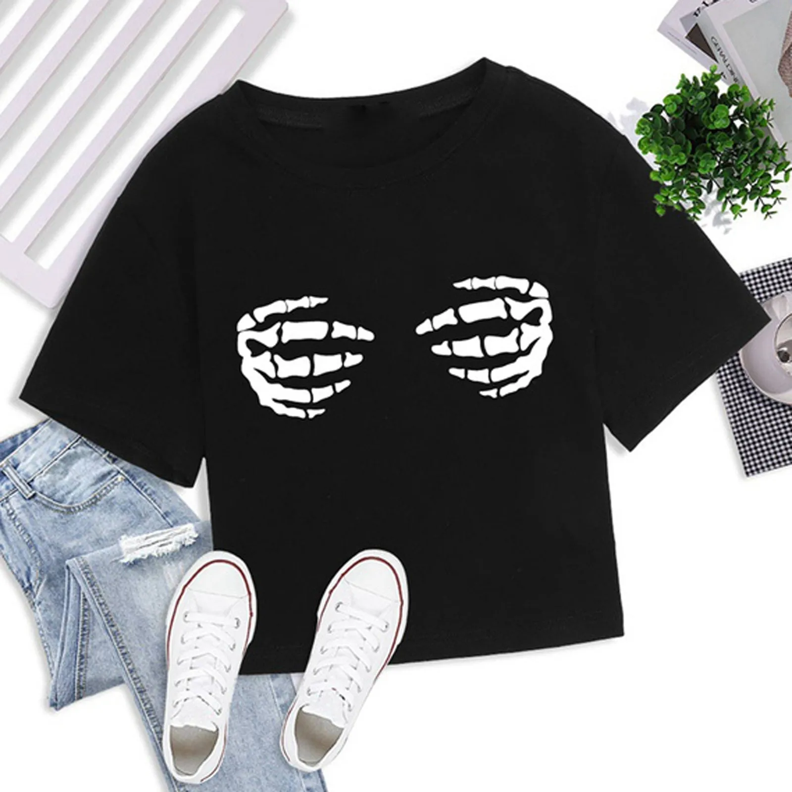 Летний кроп-топ Y2K с коротким рукавом Женская Блестящая футболка надписью