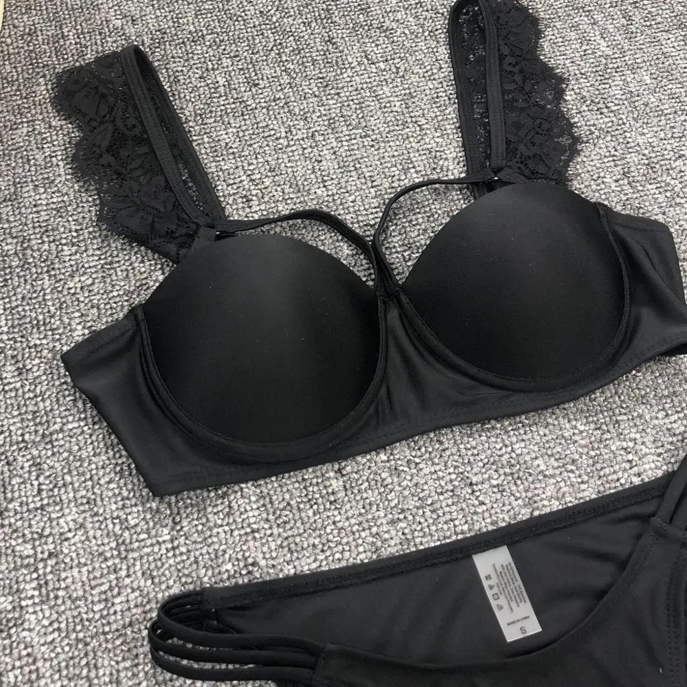 

Flying Lace Sleeve 2020 bikini sexy women black Sexy bikini set high waist quality swimwear women Summer Women's clothes Bathing