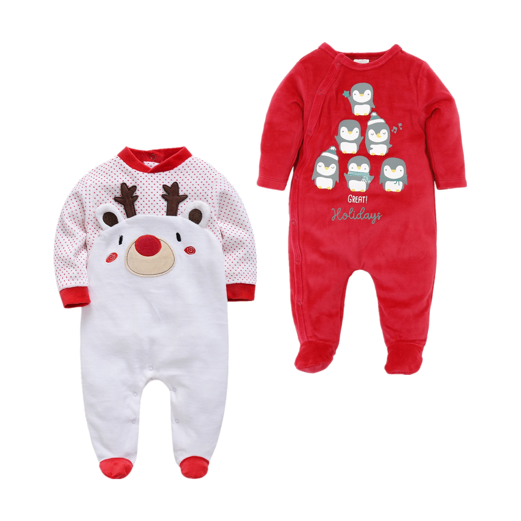 

2PCS Newborn Baby Girls Sleepsuit Cartoon Warm Winter Infant Pajamas Chriatmas Toddler Pijamas De Bebe