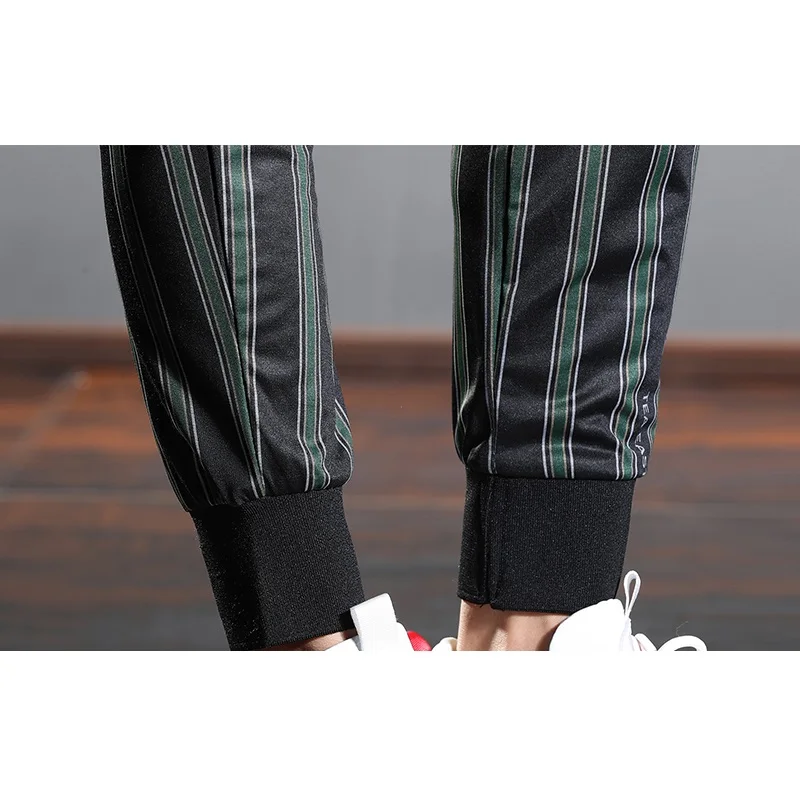 

Fashion Green Striped Pants 2021 New Men Sport Joggers Trousers