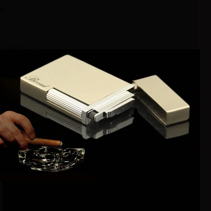 Металлическая зажигалка ультратонкая портативная газовая надувная