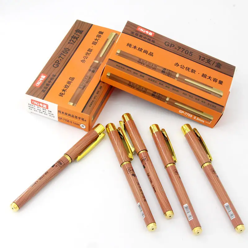 

5+20pcs Pure Wood Grain Fine Gel Pen High-End Business 0.5/0.7/1.0mm Large Capacity Sign Pen