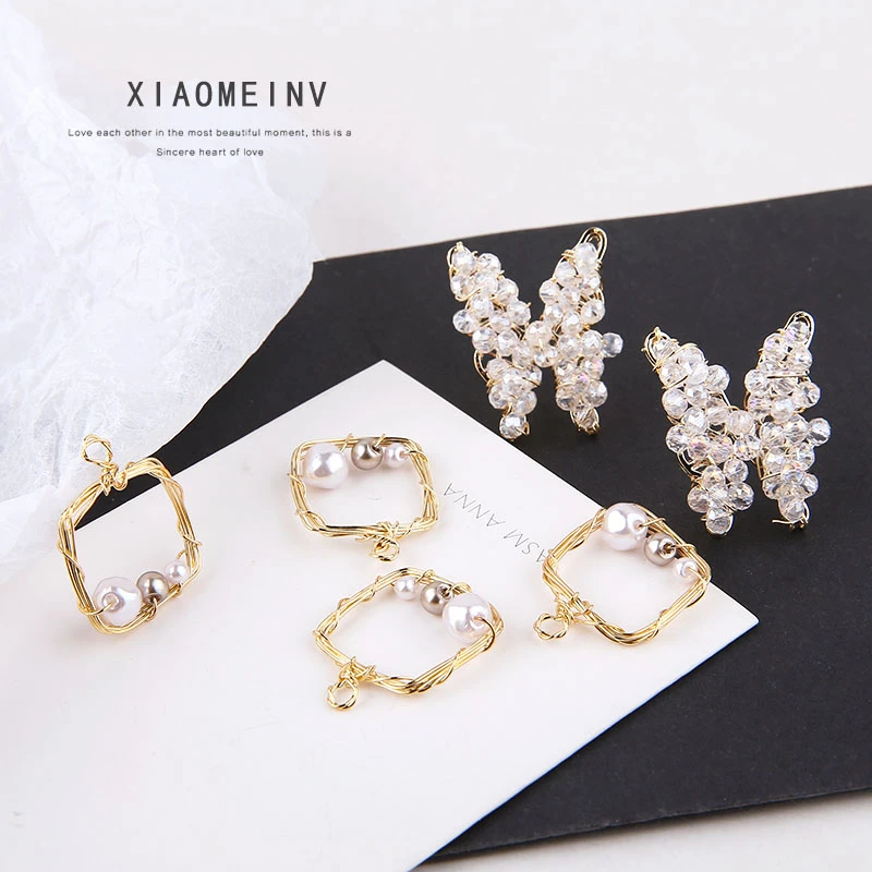 6 шт. медное покрытие кристалл Бабочка квадрат просо цепочка из бисера классика