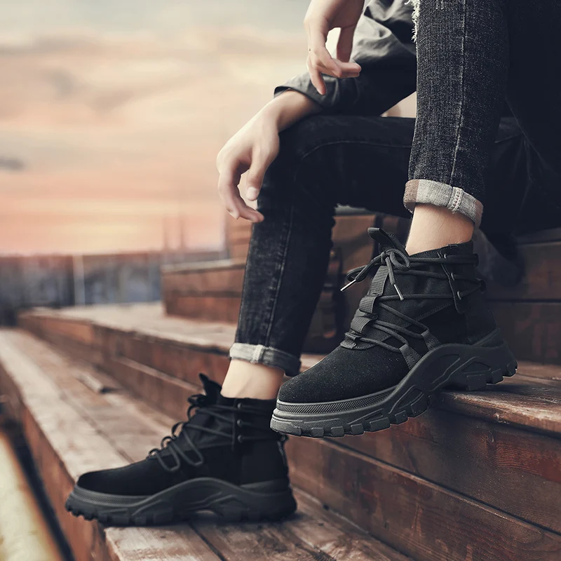 Мужские уличные кроссовки из хлопчатобумажной ткани на шнуровке походная обувь