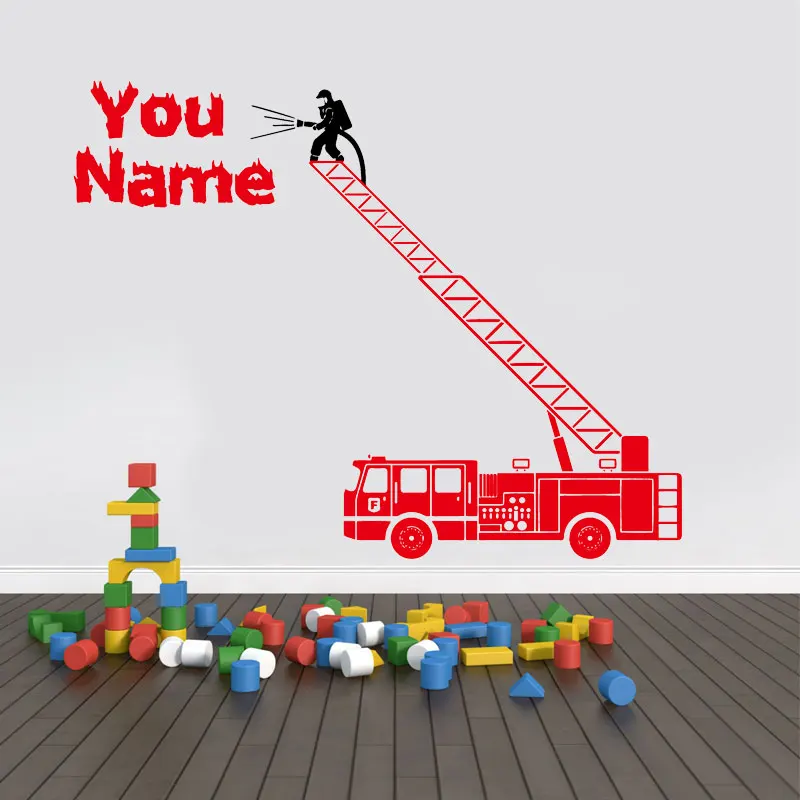 Виниловая наклейка на стену пожарной машины поворотный стол лестница домашний
