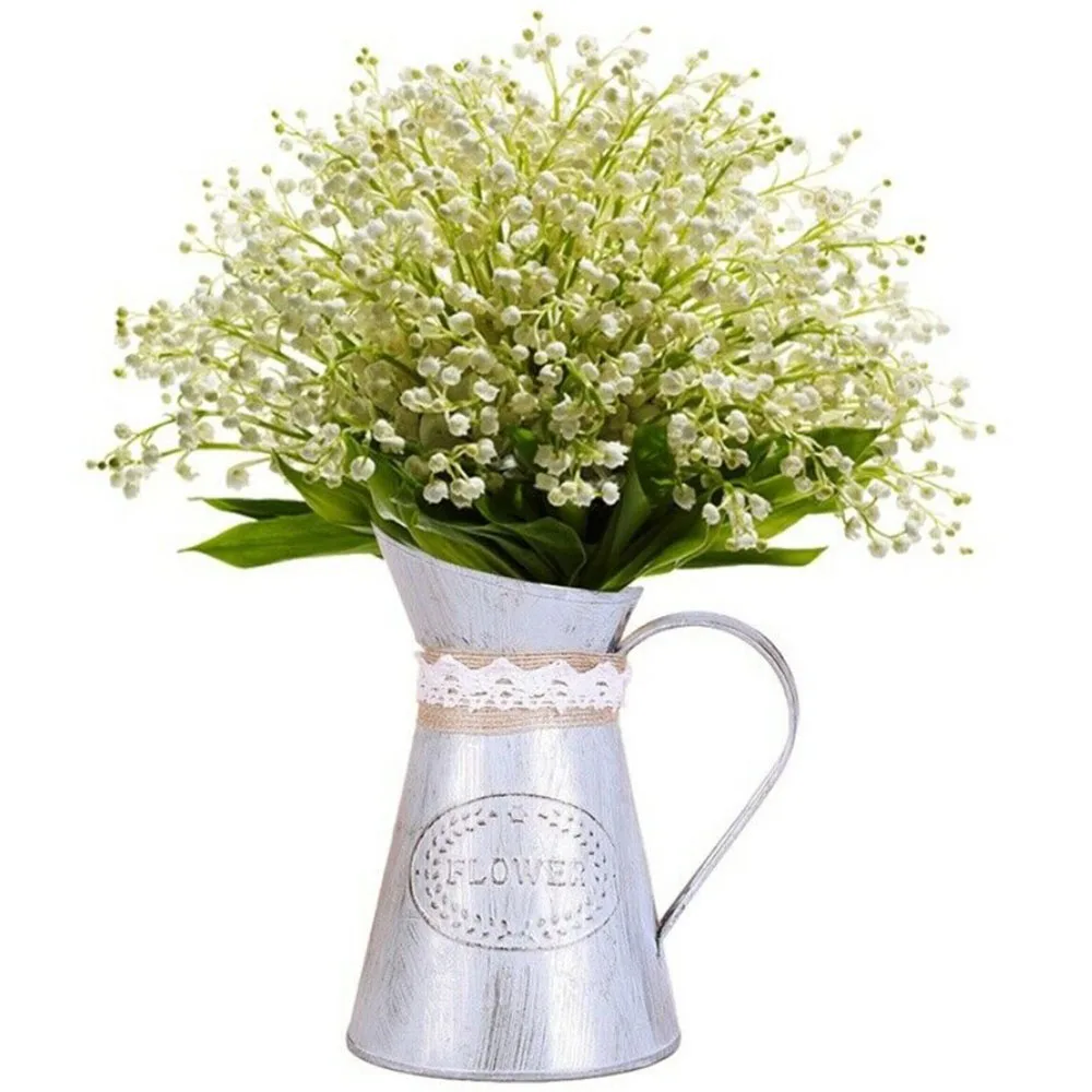 Винтажная потертая кремовая ваза эмалированный кувшин высокий металлический