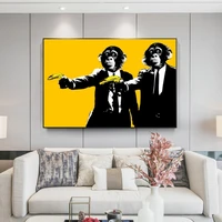 funny monkeys with banana canvas paintings on the wall posters and prints graffiti art animals wall art pictures kids room decor