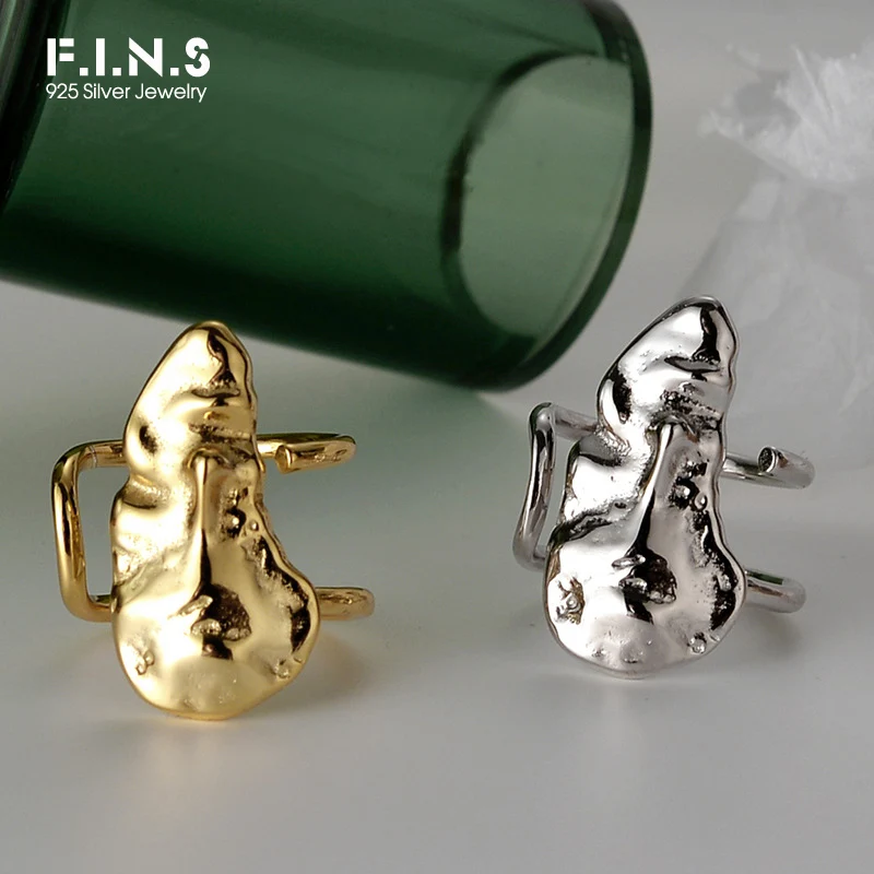 

F.I.N.S Hyperbole S925 Sterling Silver Ring Abstract Face Irregular Concave Convex Surface Index Finger Rings Silver 925