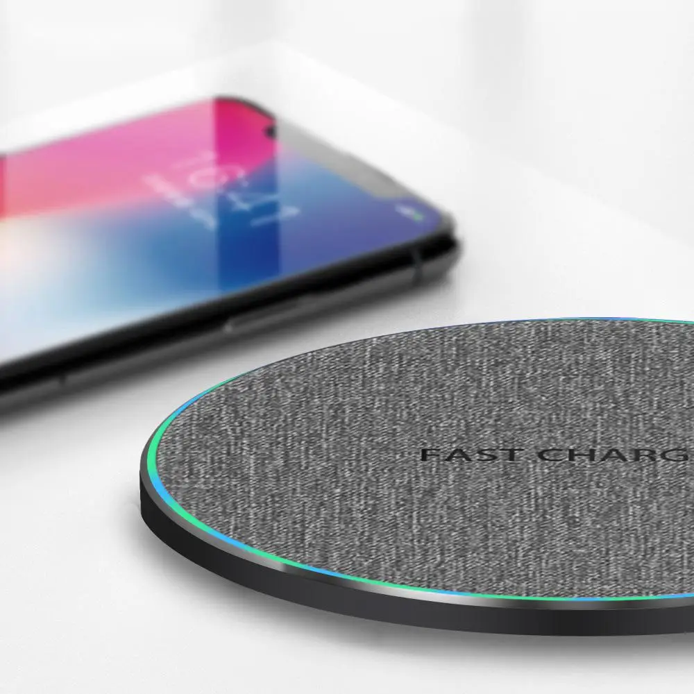 

Ultra-thin cloth art aluminum alloy fast charging wireless charger 10w fast charger wireless charger