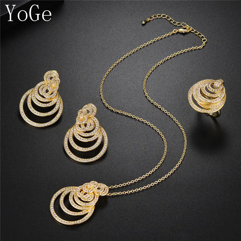 Ювелирные изделия YoGe S9784G для свадьвечерние модный желтый композитный