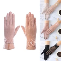 1pair women summer anti uv gloves lace breathable touch screen mitten outdoor sun protection driving slip resistent gloves