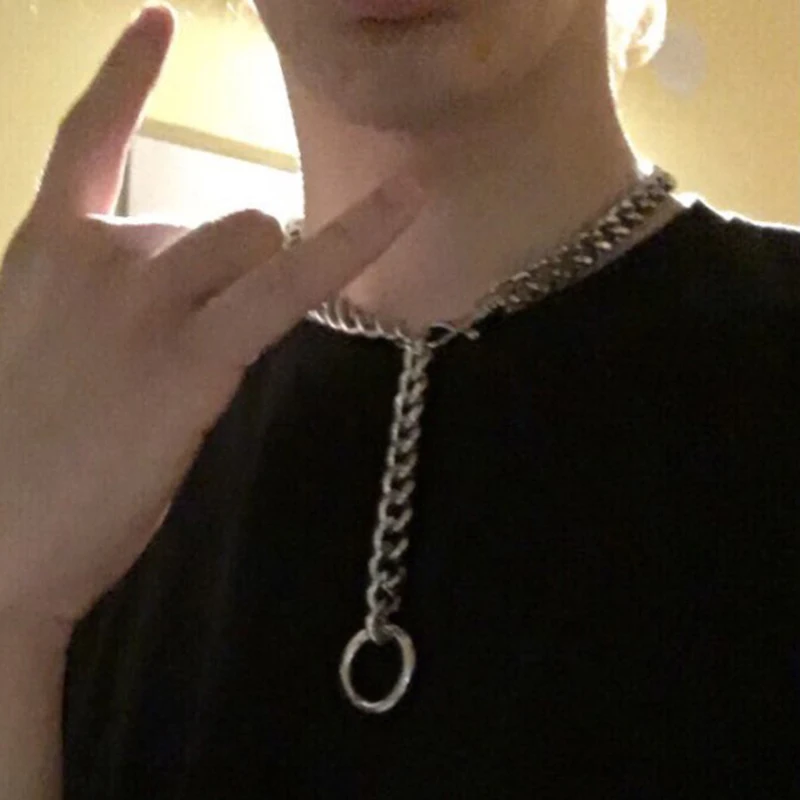 Колье ручной работы с круглым носком для мужчин и женщин Круглая Серебряная