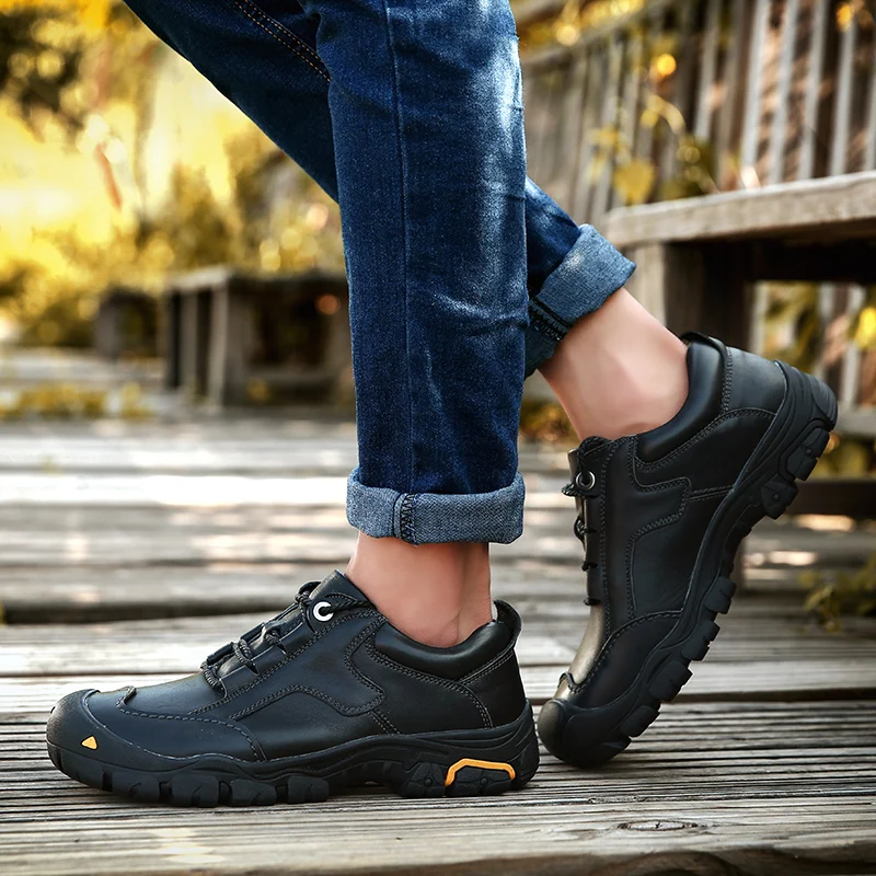 

Genuine Leather Men lace up Luxury Casual Men Flats Shoe outdoor Black Formal Fashion Men'sComfortable Breathable Sneakers