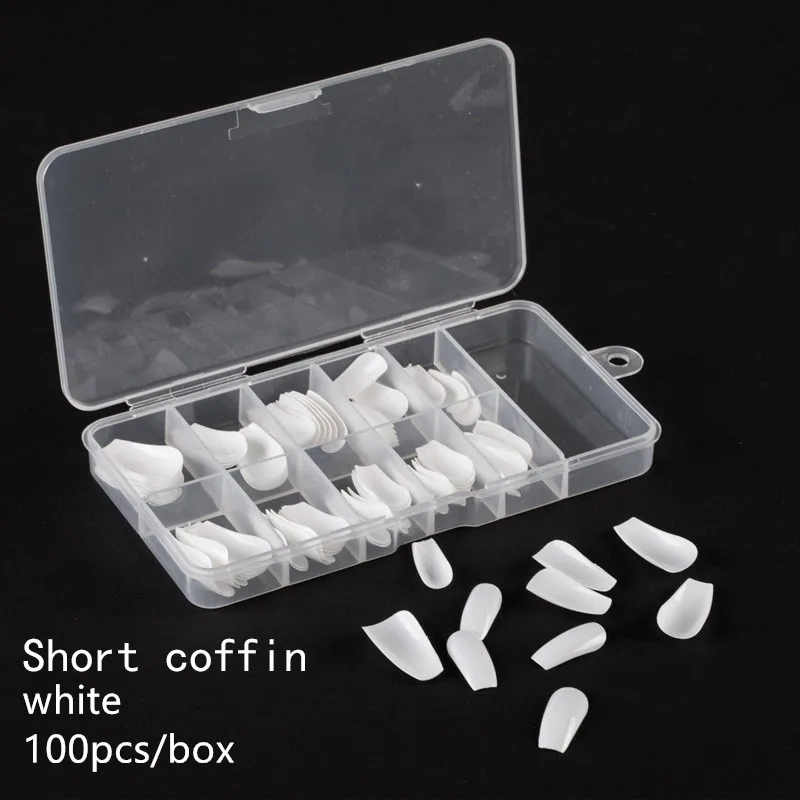 100 шт./кор. накладные гроб ногти балерина на плоской подошве Форма для Неил арта