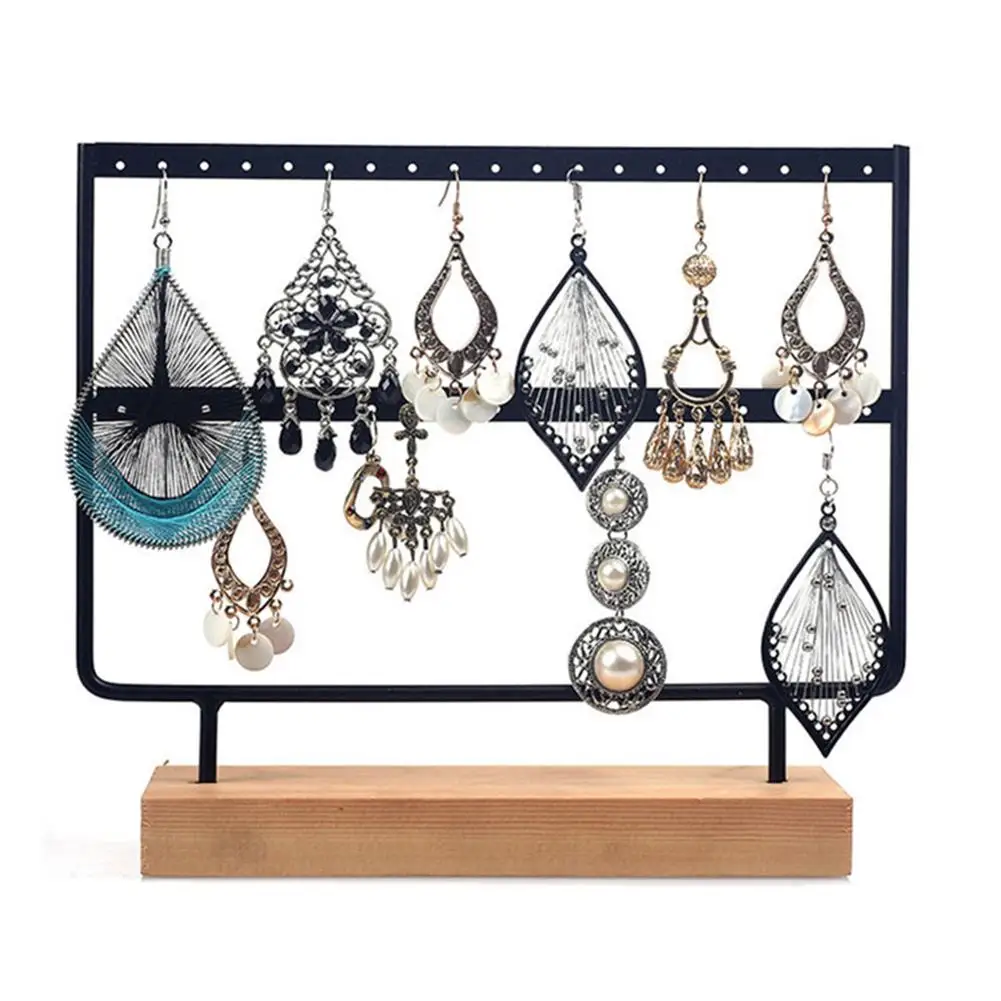 

2 Layer Durable Iron Rotating Round Earrings Jewelry Display Rack Stand Display Holder Exquisite Makeup Storage Save Space