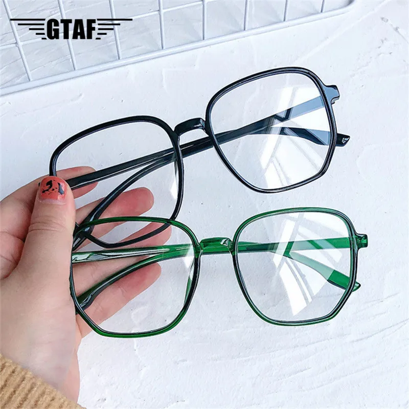 

2021 Oversized Square Anti-blue Light Computer Glasses Black Frame Female Men's Optical Glasses Frame Unisex UV400 Eyeglasses