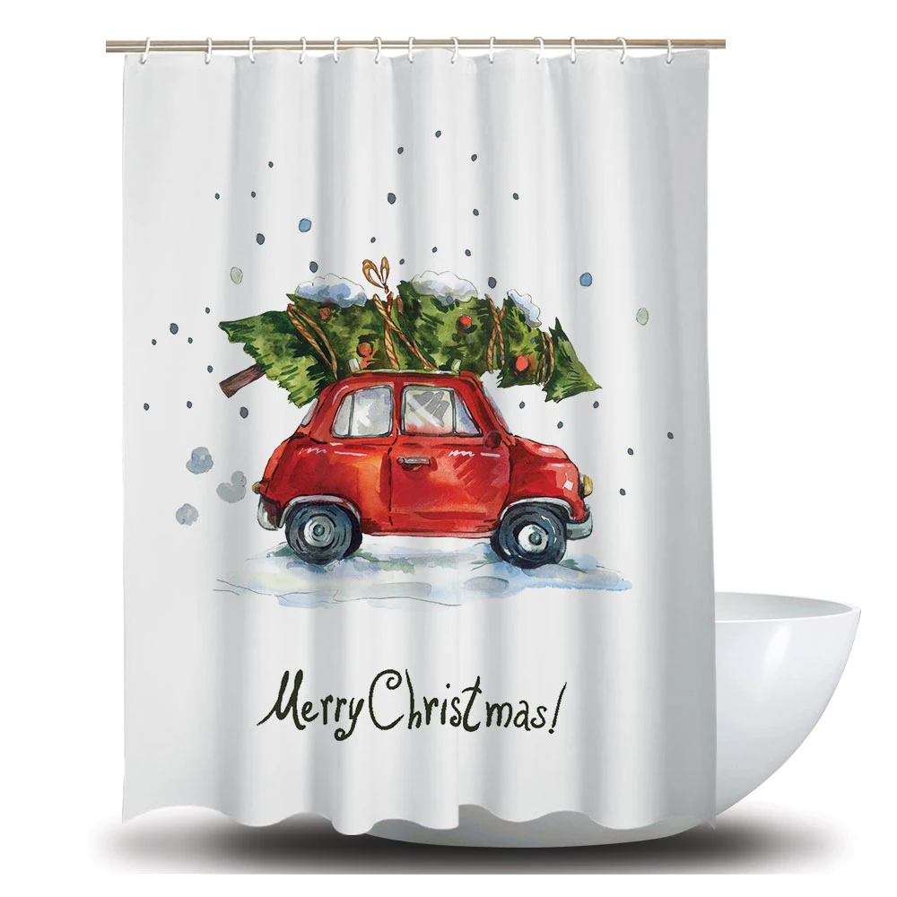 Занавеска для душа рождественские украшения занавеска ванны водонепроницаемая