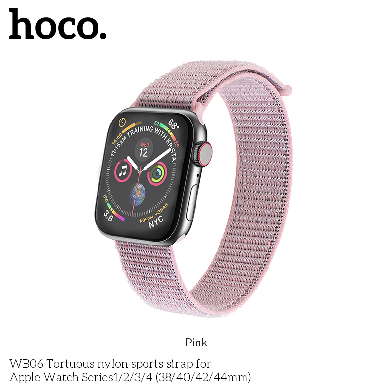 Hoco нейлоновый ремешок для Apple Watch, 4 ремешка, 44 мм, 42 мм, 40 мм, 38 мм, браслет Pulseira, аксессуары для часов, подходит для Apple Watch Series 5 Correas