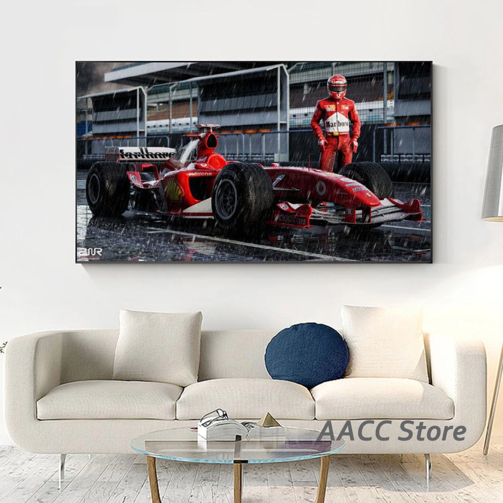 

Famous Ferraris F2004 Car Wall Art and Print F1 Racing Sport Car Poster Canvas Painting For Living Room Home Cuadros Decoration