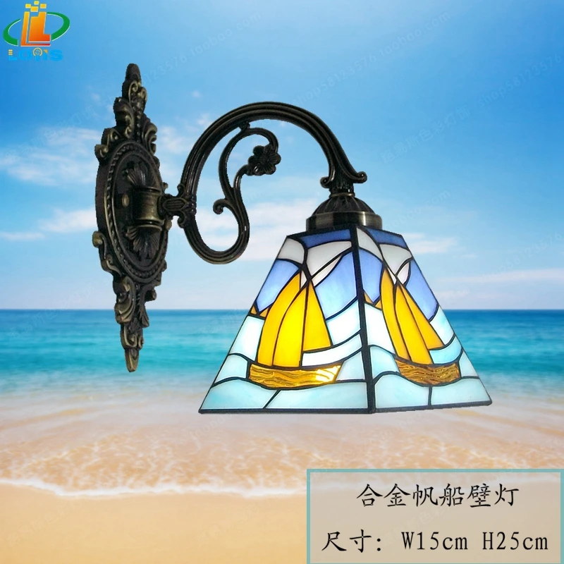 Синие настенные светодиодные лампы с одной головкой европейское искусство