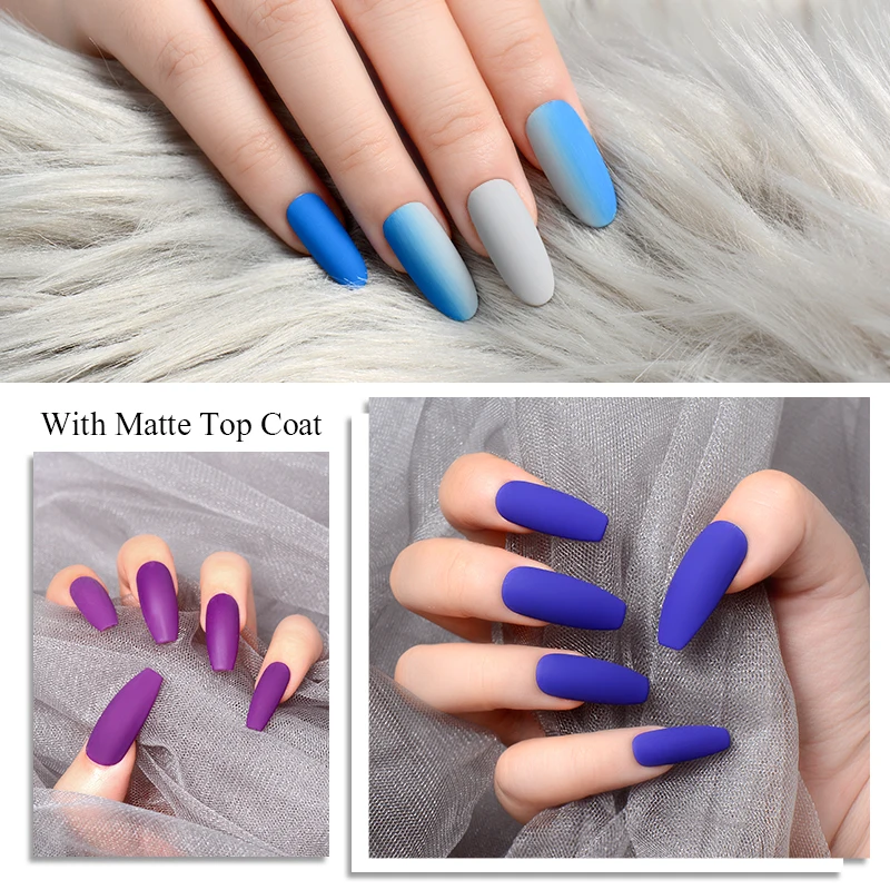 

MEET ACROSS 8ml Matte Color UV Gel Nail Polish Set Pure Color Matte Top Coat Soak Off Nail Art Gel Varnish Lacquer DIY Manicure