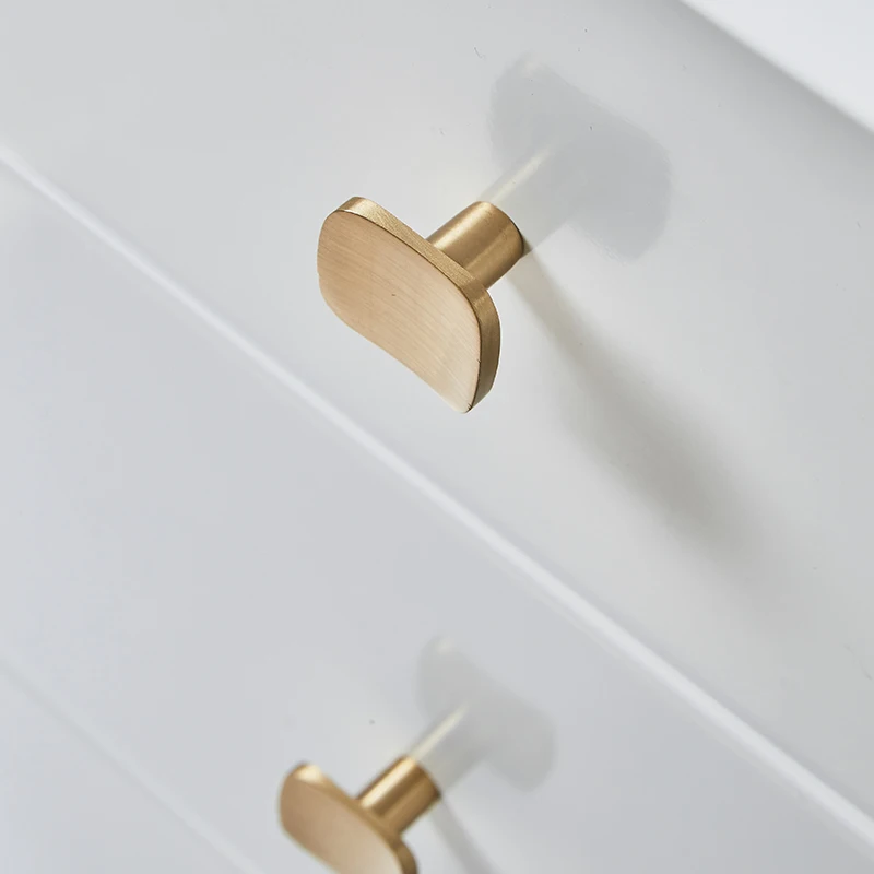 Современные Твердые Латунные Ручки для кухонных шкафов Золотая мебель