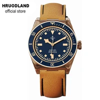 hruodland 39mm retro bronze automatic luxury men watches sapphire crystal pt5000 sw200 mechanical diving wristwatch for men male