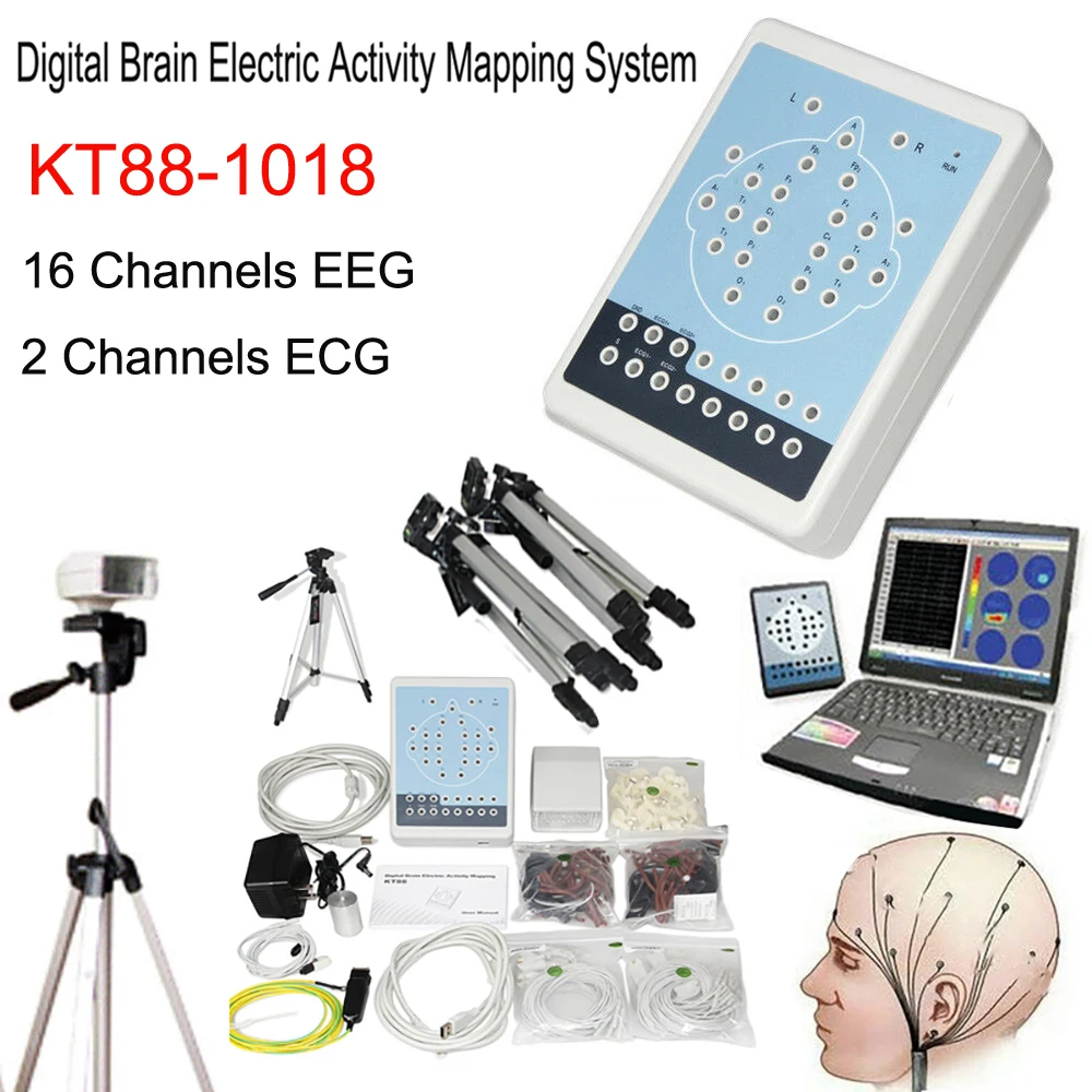 KT88-1018 цифровой ЭЭГ отображение деятельности Системы 16 каналов + 2 CH