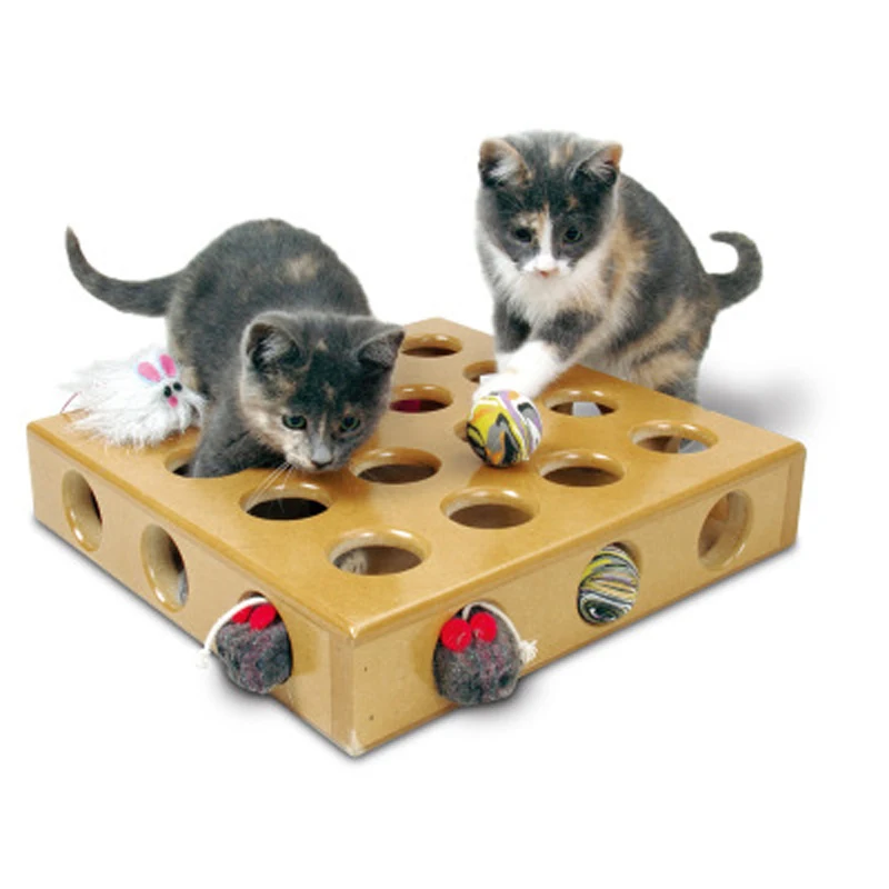 Cat Toys  Interactive Pet  Toy Box  two balls included Peek and play toy box  9 holes