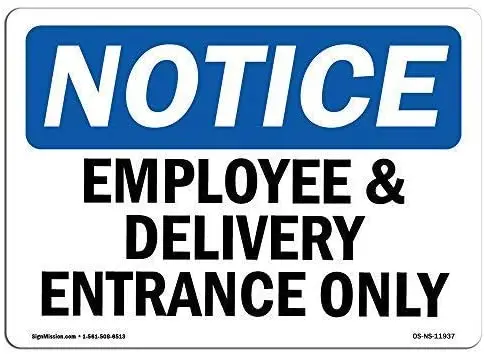 

Notice Employee and DeliveryOnly Retro Street Sign Household Metal Tin Sign Bar Cafe Car Garage Decoration Supplies12 X 8 Inch