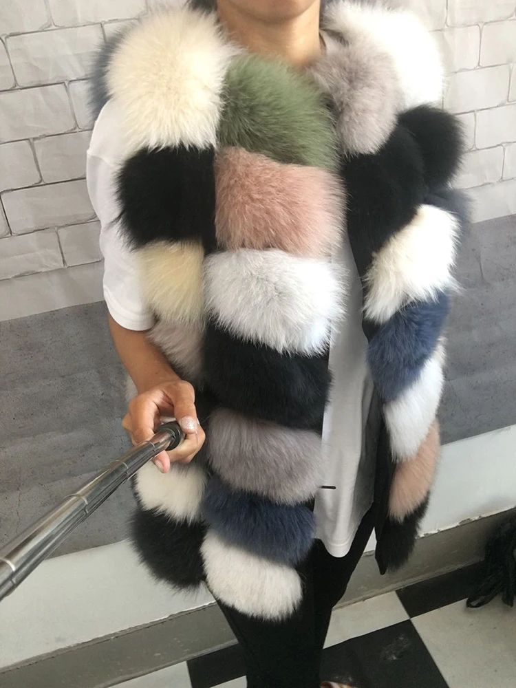 Жилет из натурального меха Томаса Тины 70 см натуральная синяя лисица безрукавка