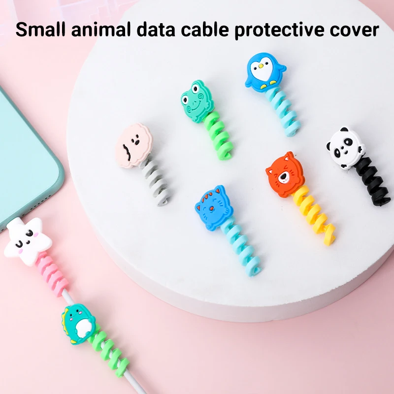 Cute Cartoon Cable Protector Data Line Protective Cover Charging USB Charger Cord Earphone Organizer Silicone Winder | Электроника