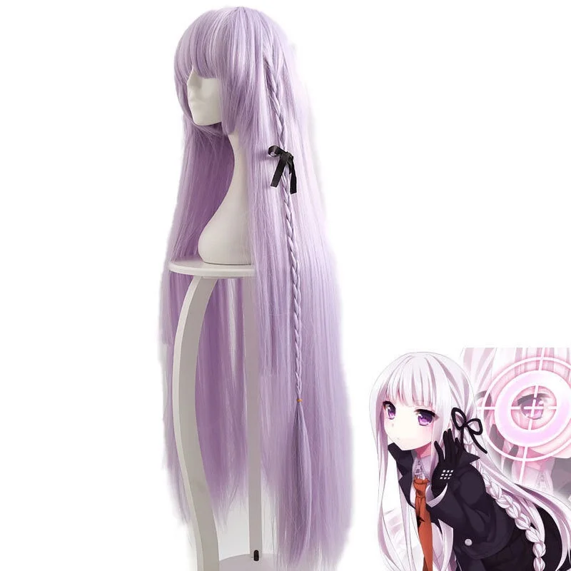 Kirigiri Kyouko Cosplay Wig Game Danganronpa Long Light Purple Color Cosplay Wigs Headwear Cosplay Props