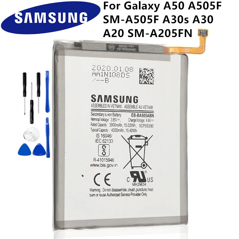 Оригинальные аккумуляторы и инструменты для Samsung Galaxy A30 A50 A10 A20 A20E A40 A80 A60 A70 A90 A500 A520