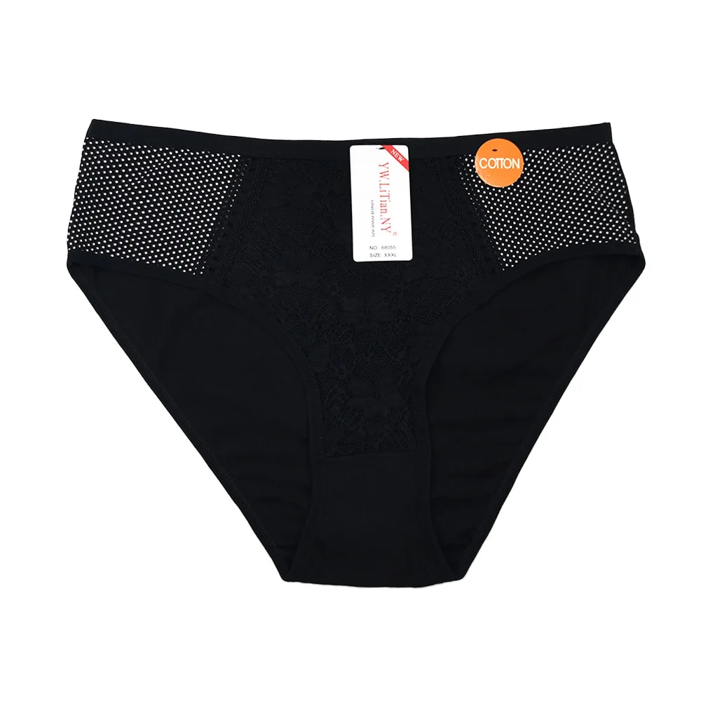 

Plus Size High Waist Lace Women's Underwear Cotton Sexy Large Plate Ladies Underwear